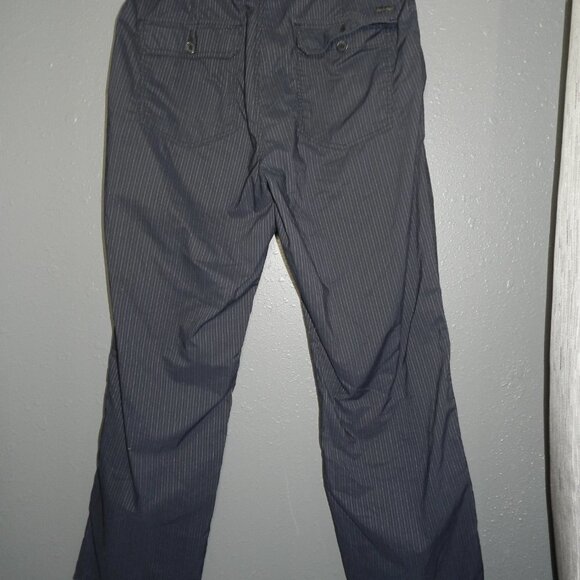 Calvin Klein Mens Navy Striped Cotton Button Full Leg Dress Pants Size 33X30 - Picture 5 of 10